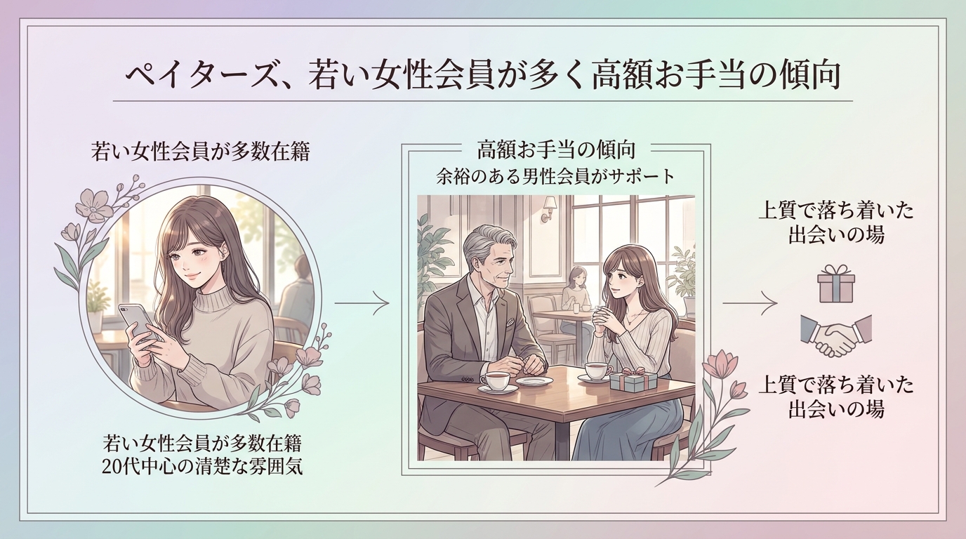 第2位:ペイターズ、若い女性会員が多く高額お手当の傾向