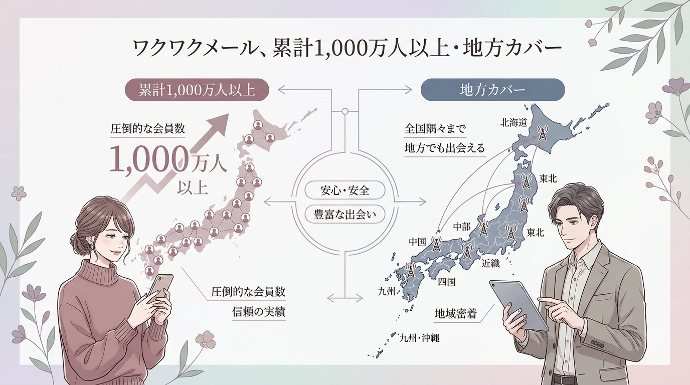 第8位:ワクワクメール、累計1,000万人以上・地方カバー