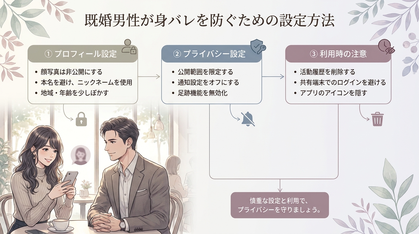既婚男性が身バレを防ぐための設定方法